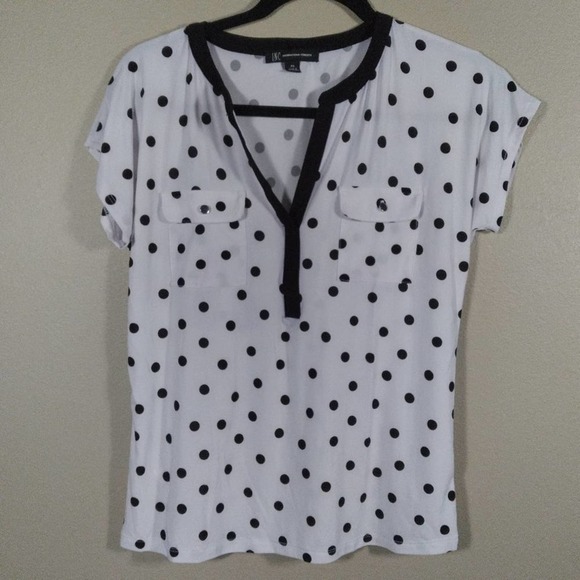 🎈4 FOR $20  INC International Concepts Polka Dot Blouse Sz Ps - Picture 1 of 6